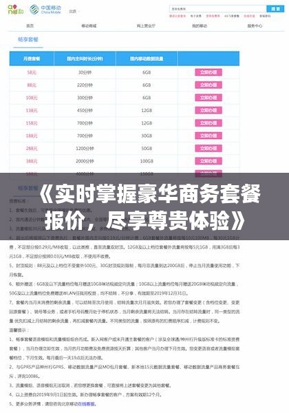 《实时掌握豪华商务套餐报价，尽享尊贵体验》