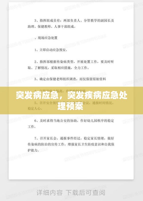 突发病应急，突发疾病应急处理预案 