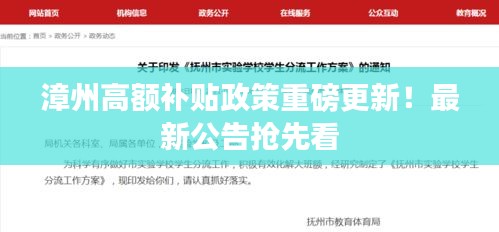 漳州高额补贴政策重磅更新！最新公告抢先看