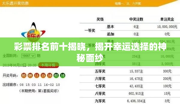 彩票排名前十揭晓，揭开幸运选择的神秘面纱