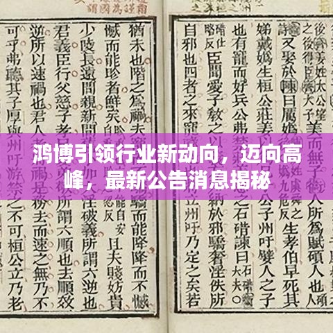 鸿博引领行业新动向，迈向高峰，最新公告消息揭秘