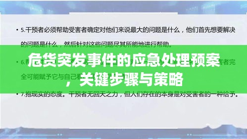 危货突发事件的应急处理预案，关键步骤与策略